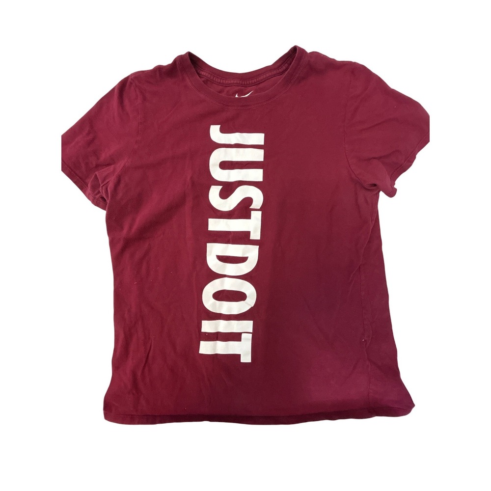 Nike Mens‎ Just Do It Graphic T-Shirt Maroon Burgundy Athletic Cut Large